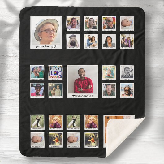 Familie Retro fotocollage Sherpa Deken