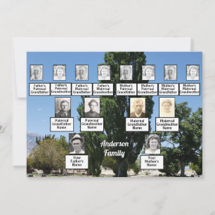 Familie Reünie 3 Generatie Foto van Rij van Bomen Kaart