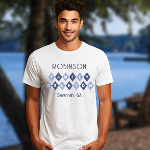 Familie Reünie Aangepaste Namen Datum Locatie Blau T-shirt