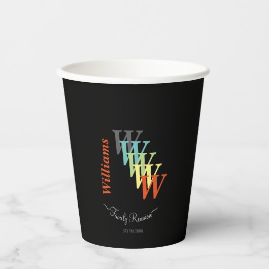 Familie reünie aangepaste tekst kleurrijk papieren bekers (Voorkant)