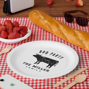 Familie reünie BBQ diner party aangepaste koe Papieren Bordje