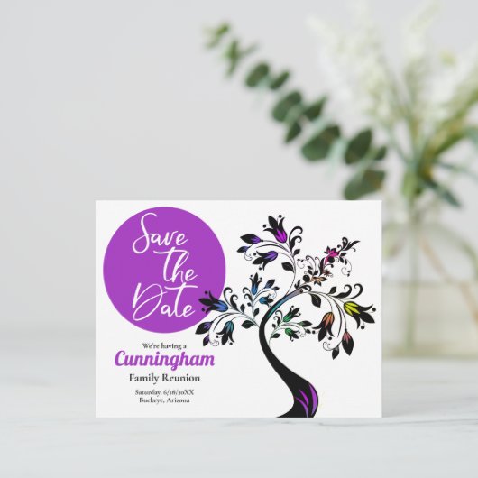 Familie reünie bewaart de Datum Moderne Kleurrijke Aankondigingskaart (Staand voorkant)