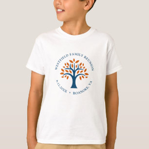 Familie Reünie Blauw Geruit Modern Familiestamboom T-shirt