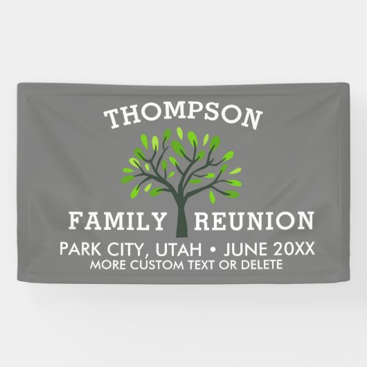 Familie reünie Boom Aangepaste naam Datum Spandoek (Horizontaal)