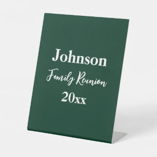 Familie Reünie Donkergroen Wit Naam Jaar Sjabloon Reclamebord Met Voetstuk