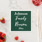 Familie Reünie Donkergroen Wit Naam Jaar Sjabloon Servet (Insitu)
