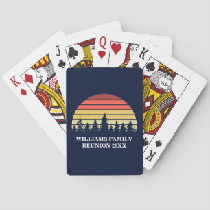 Familie reünie Eigen achternaam Forest Sunset Blue Pokerkaarten