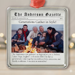Familie reünie foto Keepsake krant Metalen Ornament