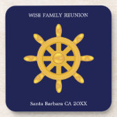 Familie reünie & Golden Ship Wheel op Navy Blue C Bier Onderzetter (Voorkant)