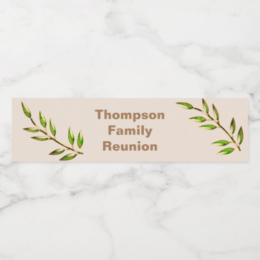 Familie reünie Green Tree Branch Large Gathering Waterfles Etiket (Enkel label)