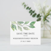 Familie reünie groen opslaan de datum aankondigingskaart (Staand voorkant)