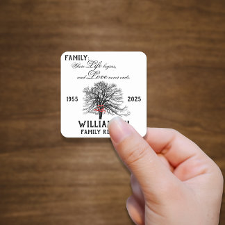 Familie Reünie Keepsake Tree Life Quote Vierkante Sticker