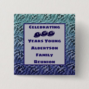 Familie reünie Milestone Birthday Celebration Vierkante Button 5,1 Cm