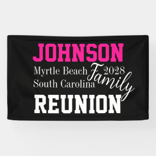 Familie Reünie Modern Hot Pink Party Spandoek