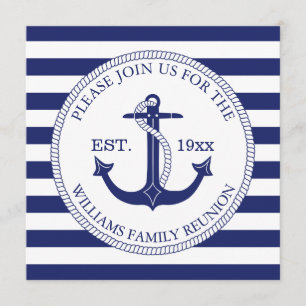 Familie Reünie Nautisch Anker Blauwe Strepen Kaart