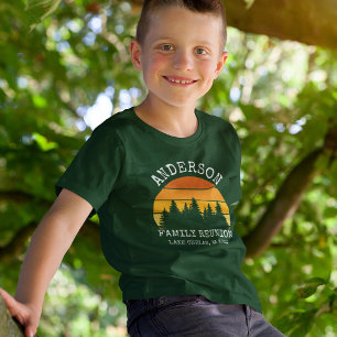 Familie reünie pijnbomen zonsondergang jongens gro t-shirt