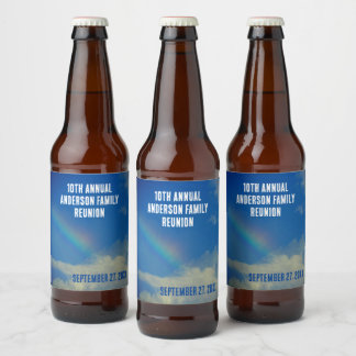 Familie Reünie Regenboog Kleurrijke Zomer Picinic Bier Etiket