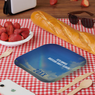 Familie Reünie Regenboog Kleurrijke Zomer Picinic Papieren Bordje