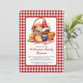 Familie Reünie Rood Wit Check Picknick Uitnodiging (Staand voorkant)