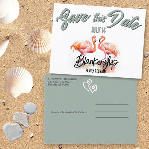 Familie Reünie Save The Date Dubbele Flamingo's Aankondigingskaart
