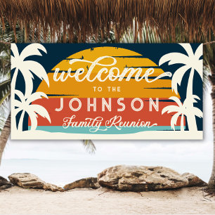 familie reünie strand zonsondergang welkom spandoek