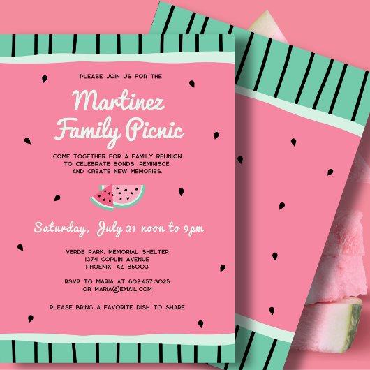 Familie Reünie Zomer Picknick Party Watermeloen Kaart