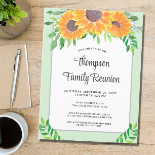 Familie Reünie Zonnebloem Uitnodiging Briefkaart