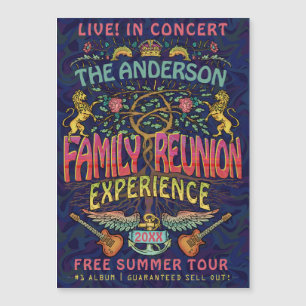 Familie reunion Band Retro 70s concert Logo Magnetische Uitnodiging