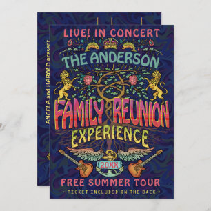Familie reunion Band Retro 70s Concert Ticket Them Kaart