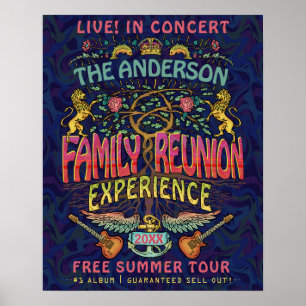 Familie reunion Band Retro 70s concert welkomstnaa Poster