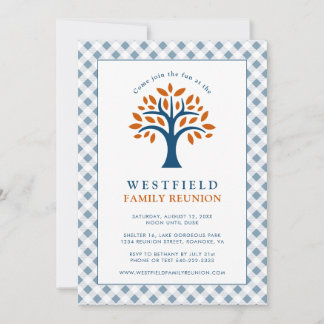Familie Reunion Blauw Check Modern Family Tree Kaart