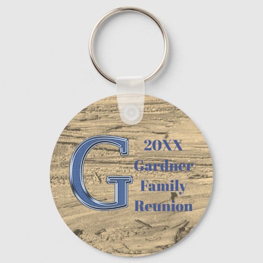 Familie reunion Blue Letter G Monogram Keepomwille Sleutelhanger (Voorkant)