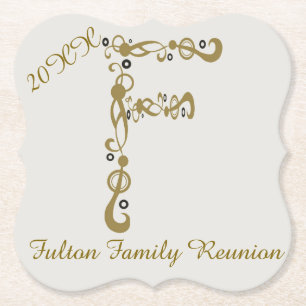 Familie reunion Elegant Gold Letter F Monogram Kartonnen Onderzetters