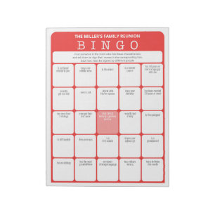 Familie reunion Ice Breaker Bingo Game Notitieblok