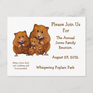 FAMILIE REUNION INVITATIE, Hamsters, kunstwerk Uitnodiging Briefkaart
