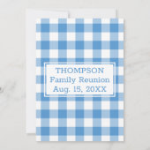 Familie Reunion Light Blue Buffalo Check Party Kaart (Achterkant)