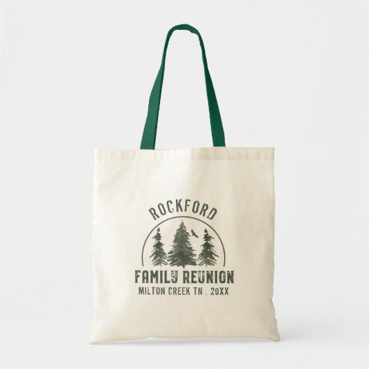 Familie Reunion Rustic Forest Name Tote Bag (Voorkant)