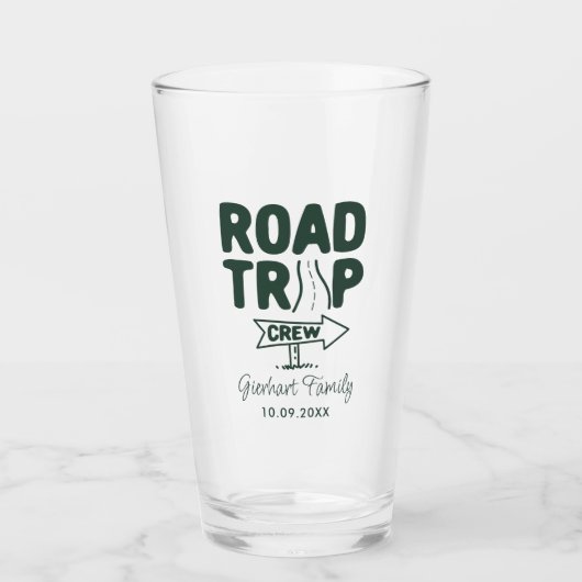 Familie Road Trip Crew Modern Custom Glas (Voorkant)