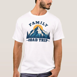 Familie Roadtrip Bergzonsondergang T-shirt