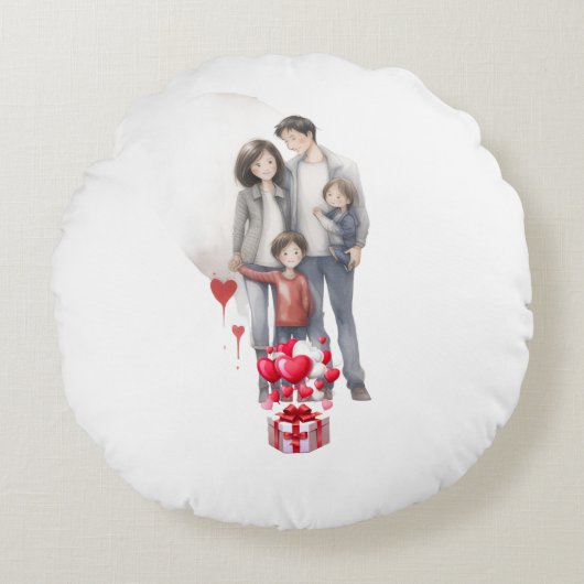 Familie rond kussen (Voorkant)