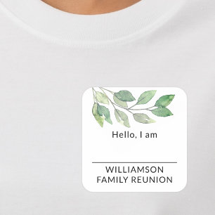 Familie Samenkomst Groene Naamkaart Vierkante Sticker