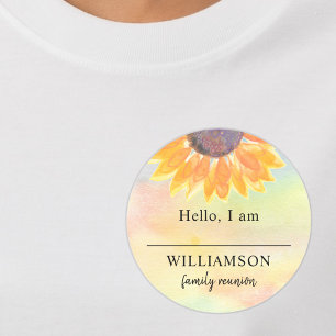 Familie Samenkomst Naamlabel Bloemmotief Ronde Sticker