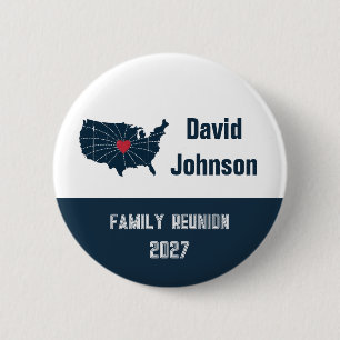 Familie Samenkomst Naamlabel VS Kaart Miles Verwij Ronde Button 5,7 Cm