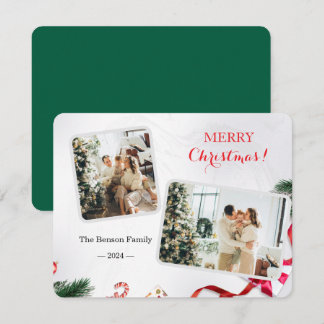 Familie Schattige Vrolijk Kerstfeest 2 Foto Feestdagenkaart