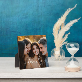 Familie Script Hart Foto Tafel Plaquette Fotoplaat