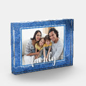 FAMILIE Script Overlay Denim Fotoblokken (Links)