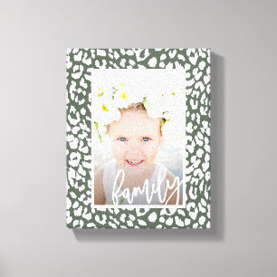 Familie Script Sage Groene Leopard Print Foto