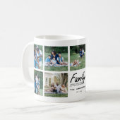 Familie Script Zwart Quote Foto Collage Keepsake Koffiemok (Voorkant links)