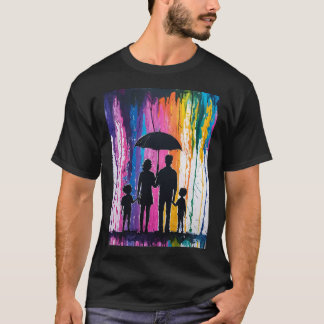Familie Silhouetten Onder Zwarte Paraplu Te midden T-shirt