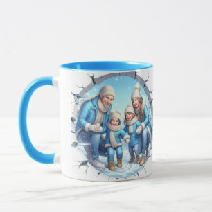 Familie sneeuw Leuke kerst Mok